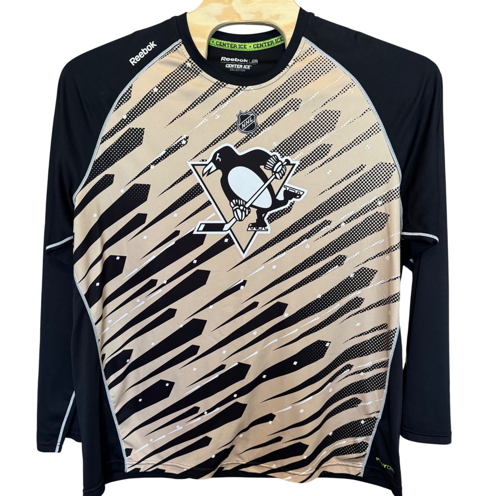 Reebok Pittsburgh Penguins Shirt 2XL Center Ice Play Dry Long Sleeve NHL Dad
